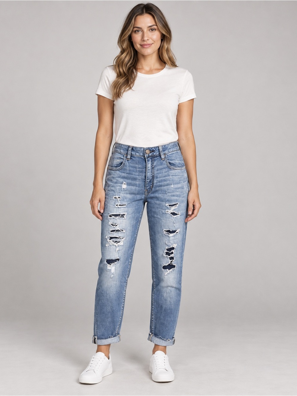 American Eagle Outfitters Distressed Blue Ripped Skinny Jeans Size 12